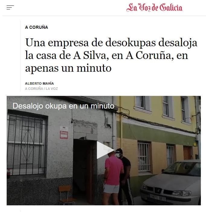 Una empresa de desokupas desaloja la casa de A Silva, en A Coruña, en apenas un minuto